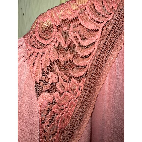 3X Torrid TOP Dusty Rose Pink Lace Stretch Poly Crepe Blouse Swing A-line NEW - Picture 9 of 11